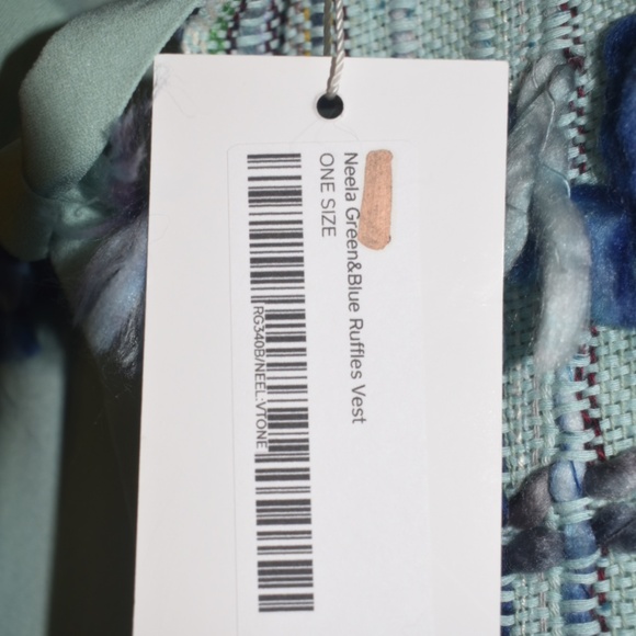 Renata Gasparian Gorgeous High End Neela Green & Blue Ruffles Vest One Size - Picture 11 of 11